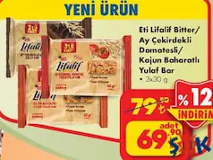 ETİ LİFALİF BİTTER / AY ÇEKİRDEKLİ DOMATESLİ/ KAJUN BAHARATLI YULAF BAR 3X30 G fiyat ve kampanya bilgisi